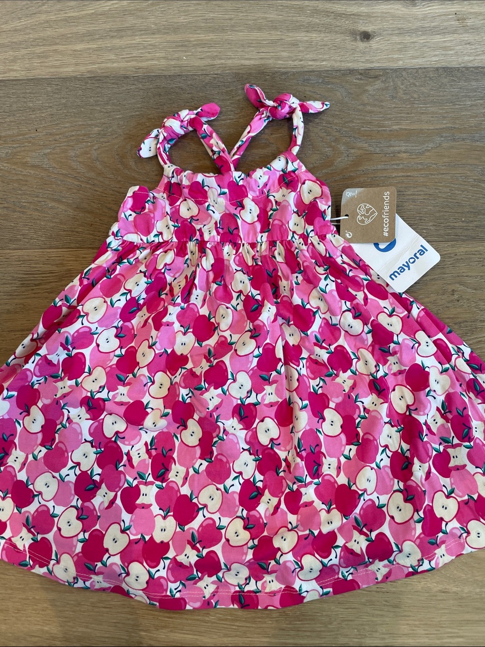Mayoral Pink & White Apple-Print Tie-Strap Dress